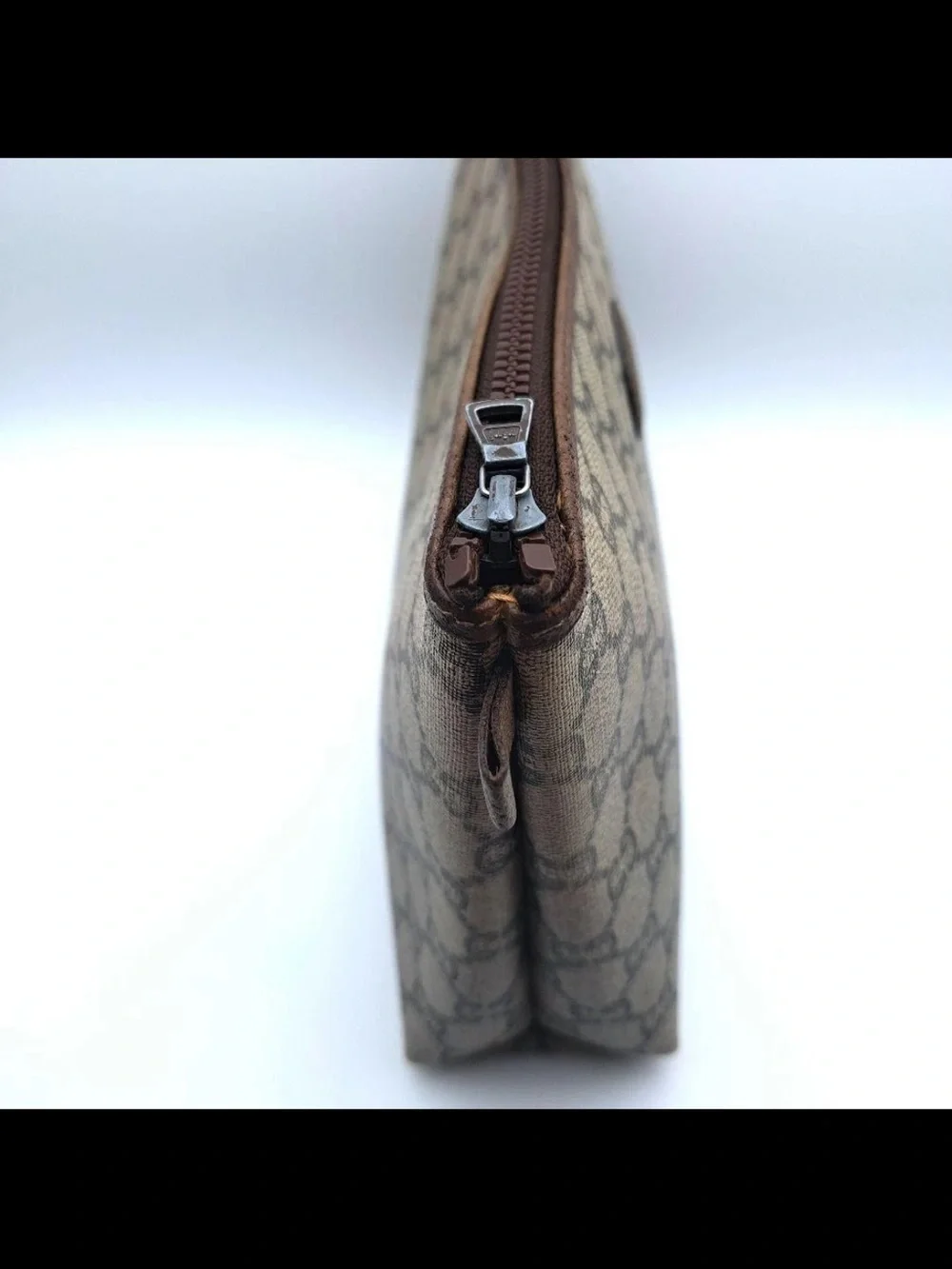 Gucci Beige Brown GG Canvas Wrist Pouch